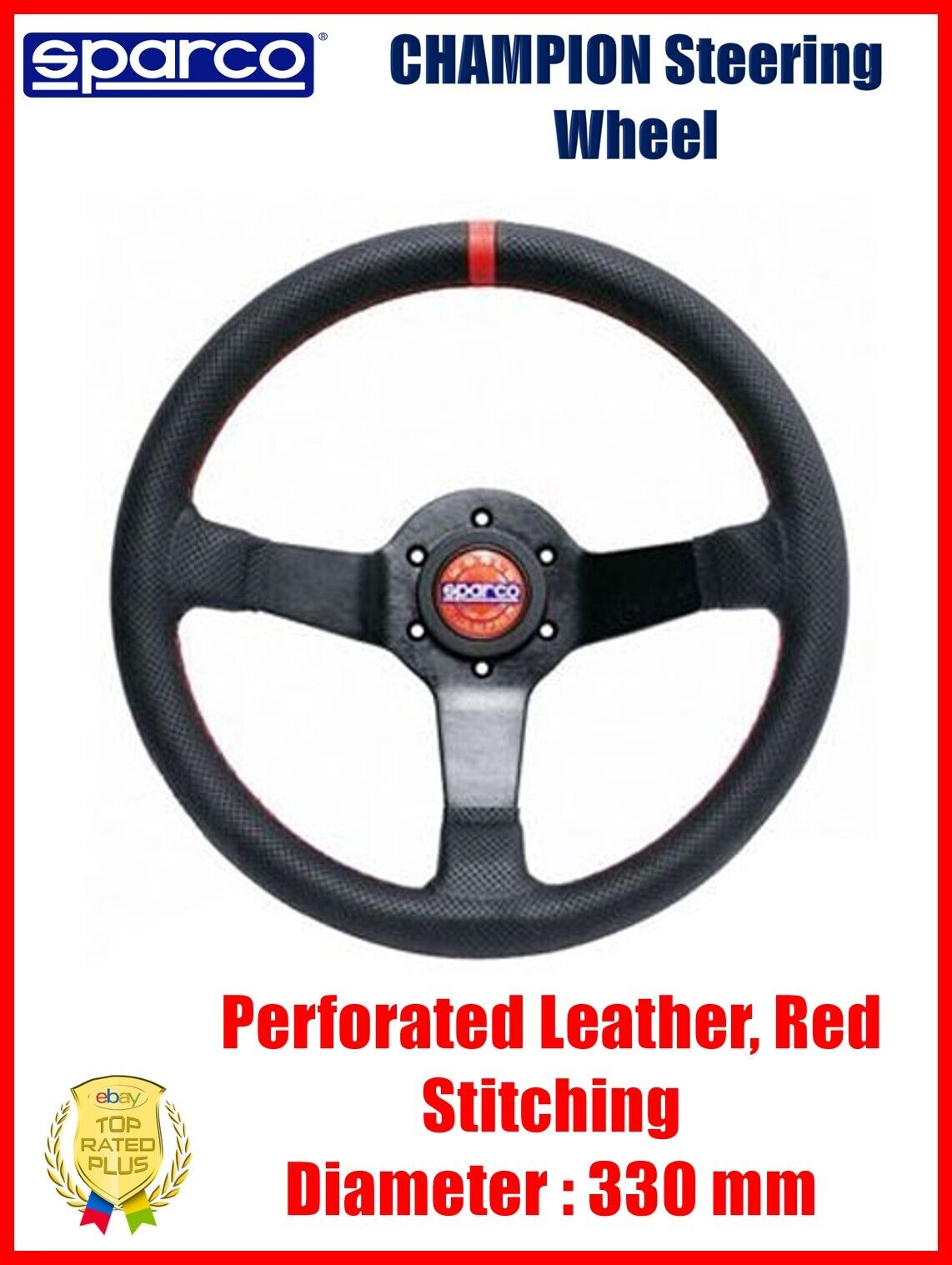 Sparco Champion Steering Wheel Perforated Leather 330 mm Dia 66 mm Dish 015TCHMP