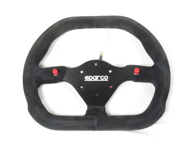 Sparco P310 Steering Wheel 310mm Black Suede Flat Dish w/Thumb Horn Buttons NEW