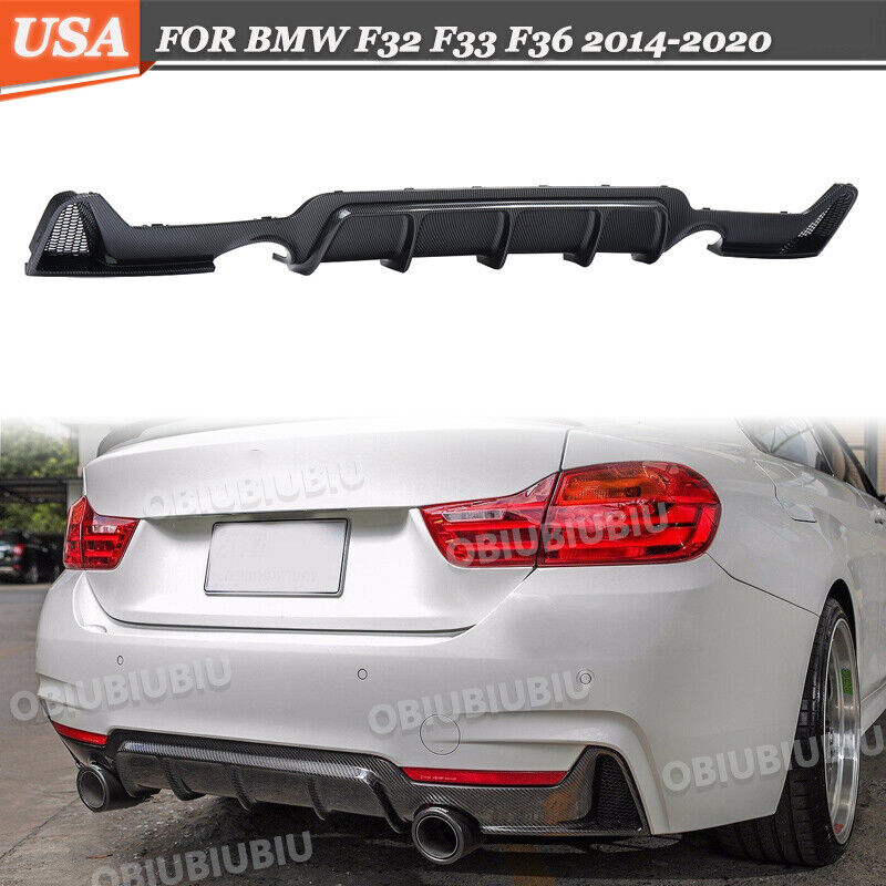 For 2014-2020 BMW F32 F33 F36 435i M Sport Rear Diffuser Dual Exhaust Tip ABS