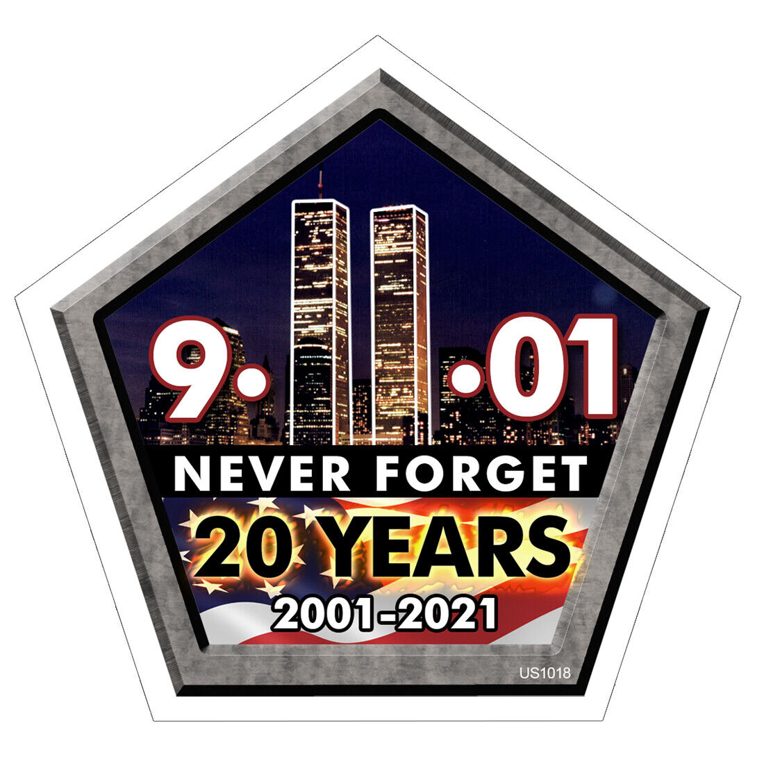 9/11 20 Year Anniversary Sticker - Never Forget Remember Twin Towers USA US1018