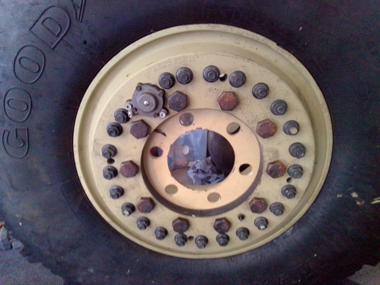 395 Goodyear Tires With MRAP Wheels & M35 Adapter Plates (Read Description)