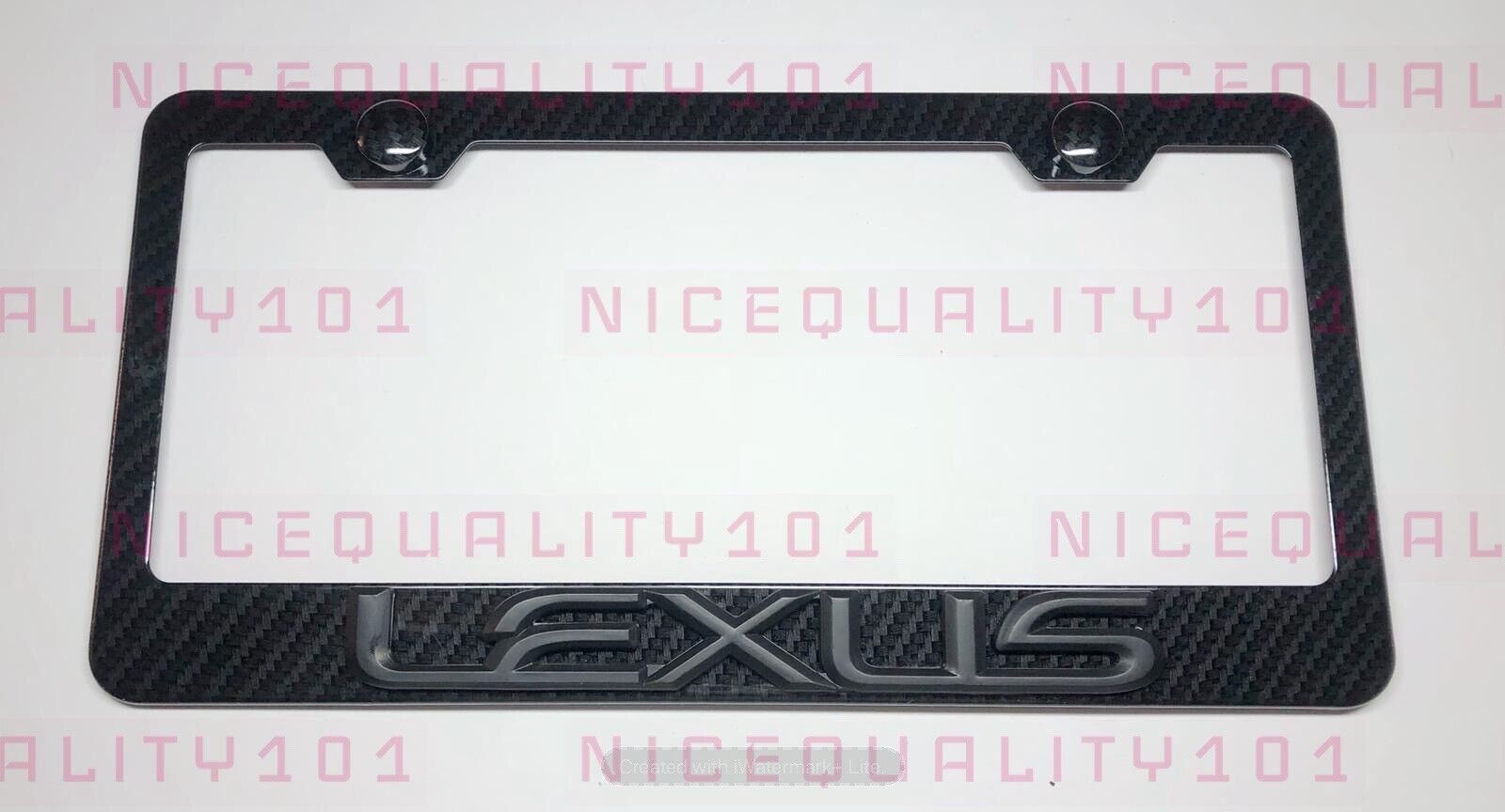3D Lexus Black On Carbon Fiber Style Finished License Plate Frame Rust Free