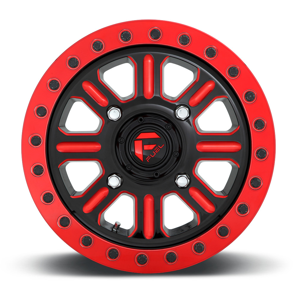 Fuel Hardline Beadlock |Gloss Black w/Candy Red| Polaris 4x156 | Fuel UTV Wheels
