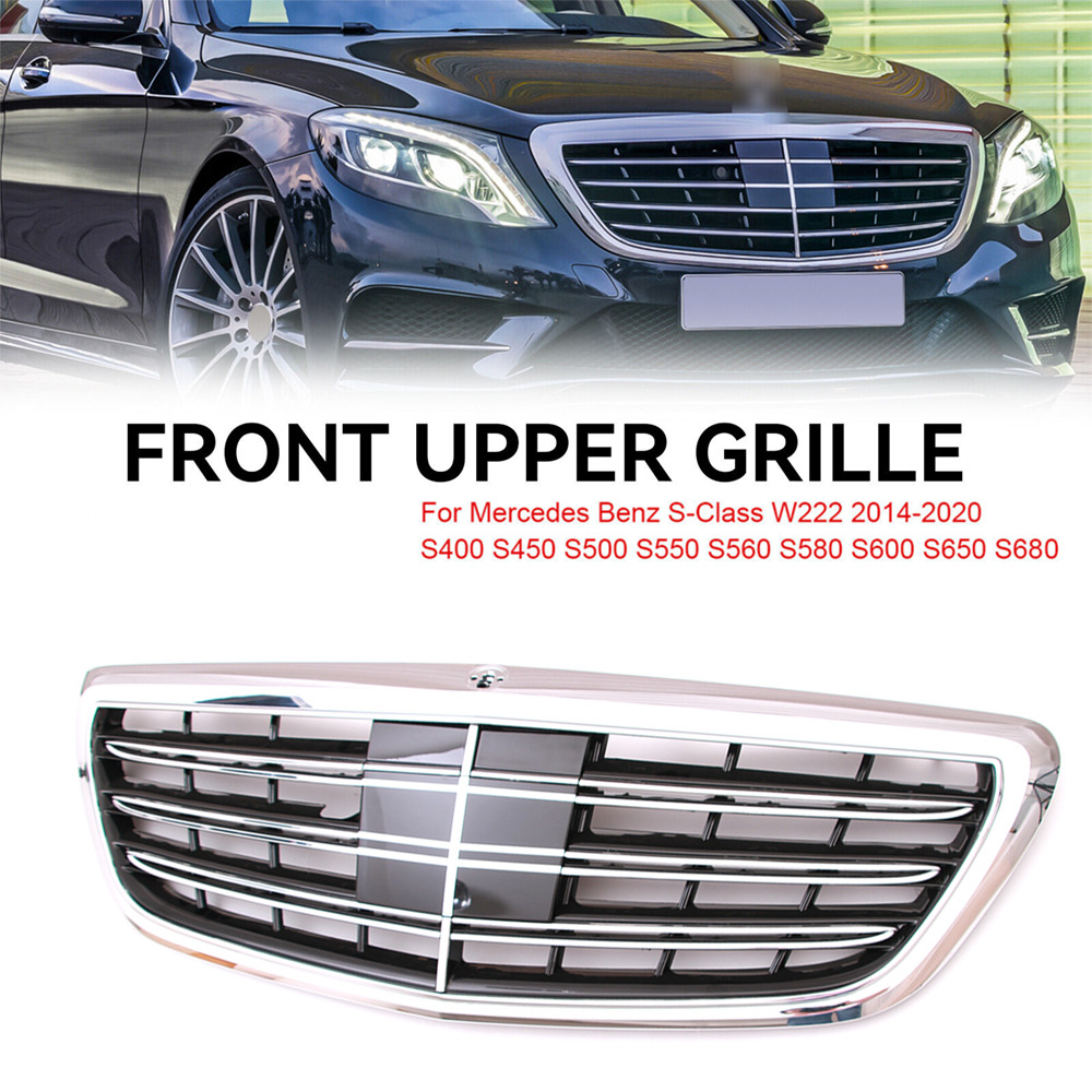Front Grill Grille Fits Mercedes-Benz S-class W222 S500 S550 S600 2014-20 W/ACC