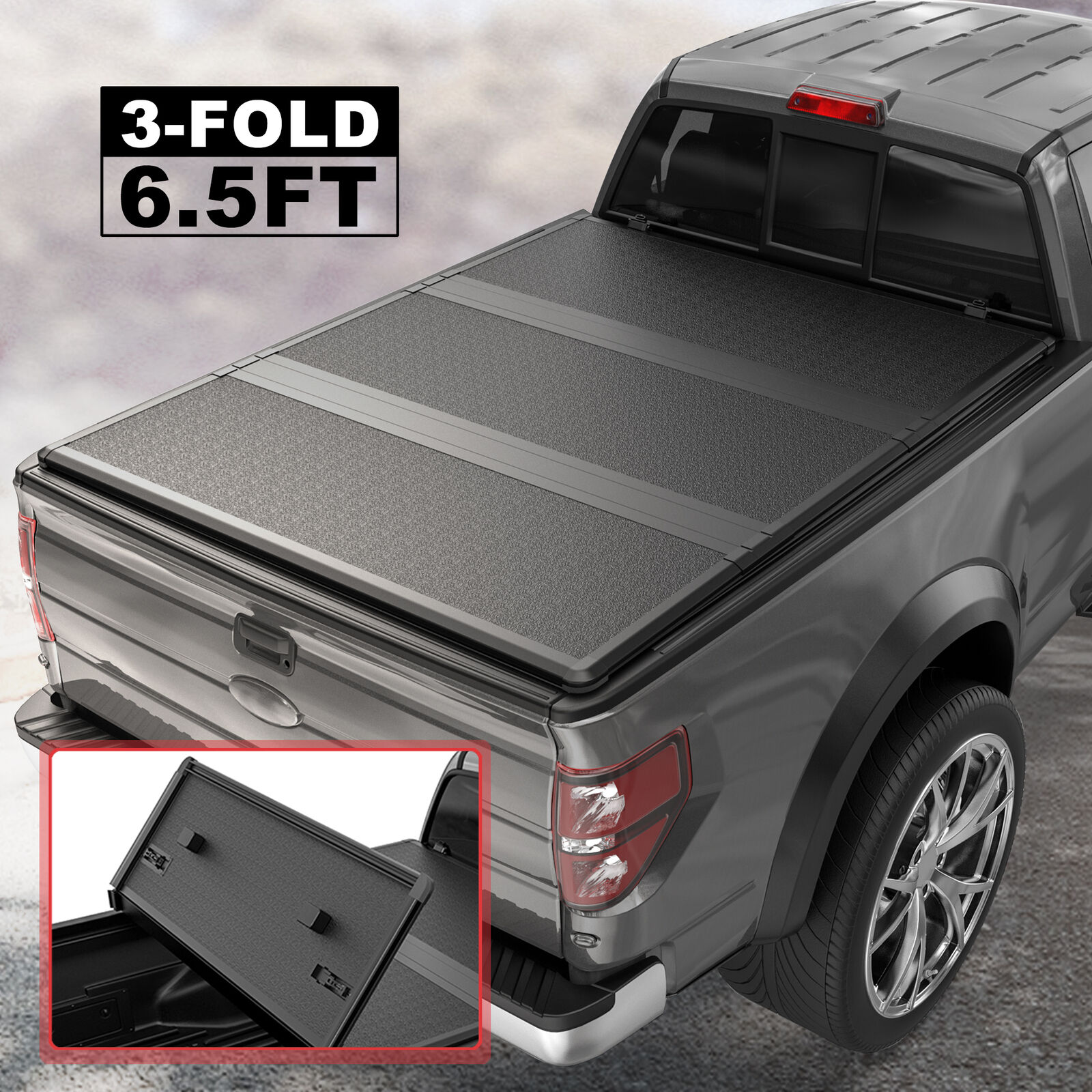 TRI-Fold Truck Tonneau Cover For 2016-2024 Nissan Titan XD 6.5FT Bed Waterproof