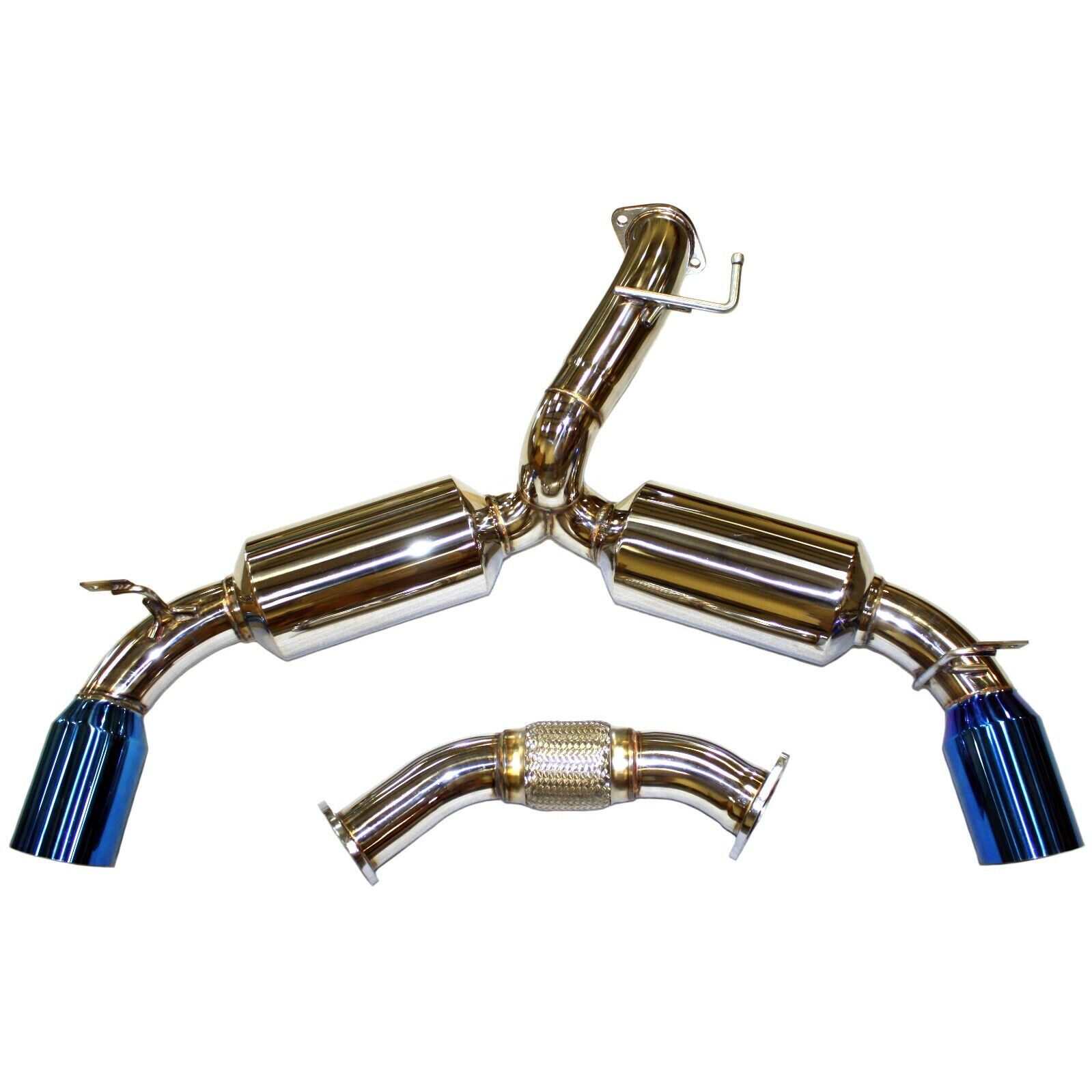 STAINLESS STEEL CATBACK EXHAUST BLUE TI COATED TIPS FOR 90-99 TOYOTA MR2 TURBO