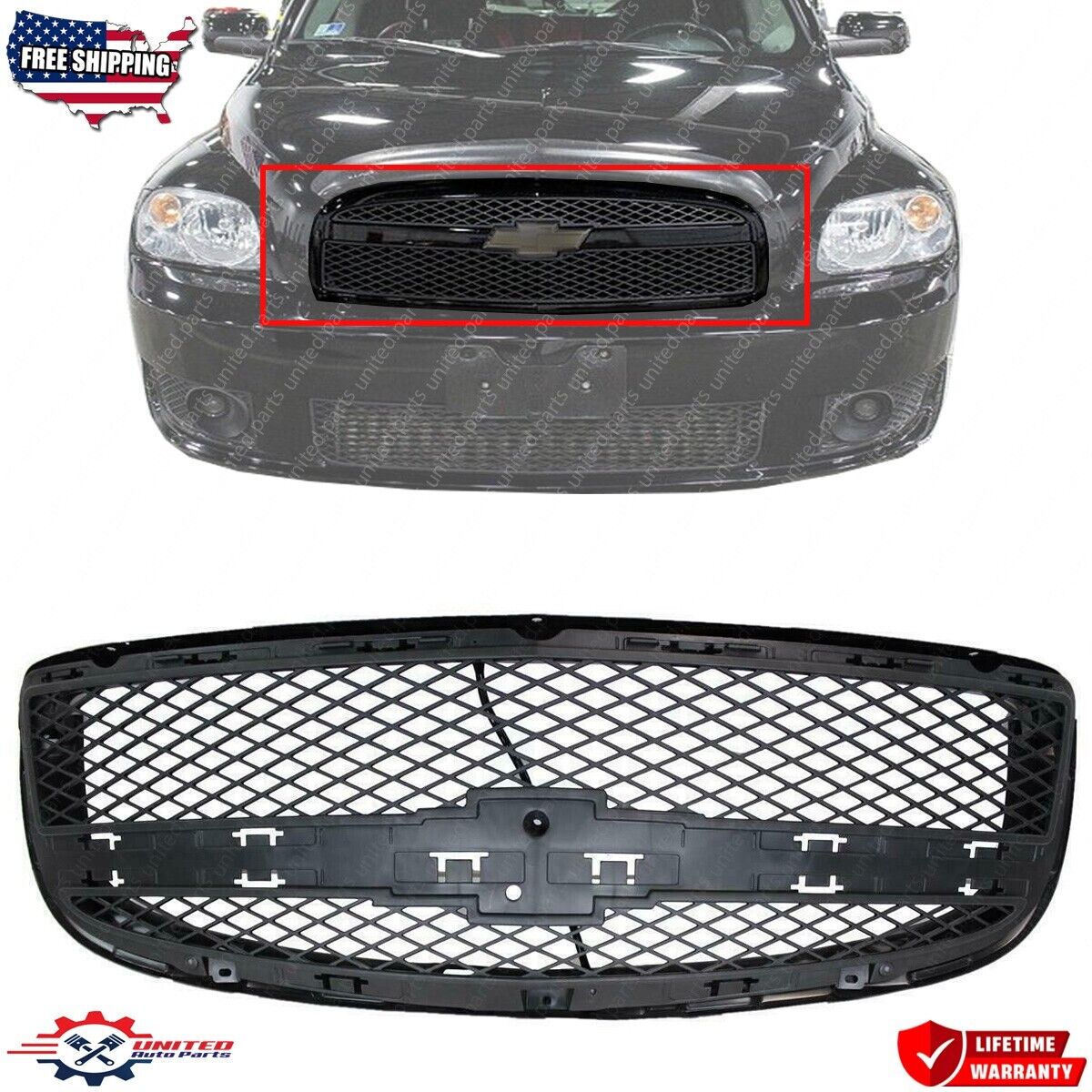 New Front Grill Grille Assembly Full Black For 2008 2009 2010 Chevrolet HHR