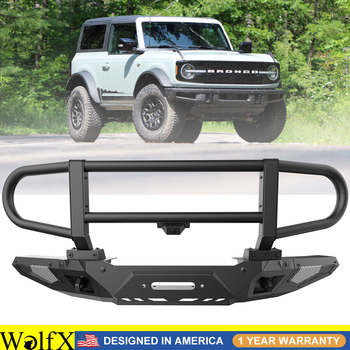 Bronco Front Bumper For 2021-2024 Ford Bronco w/Front View Camera Brackets Mount