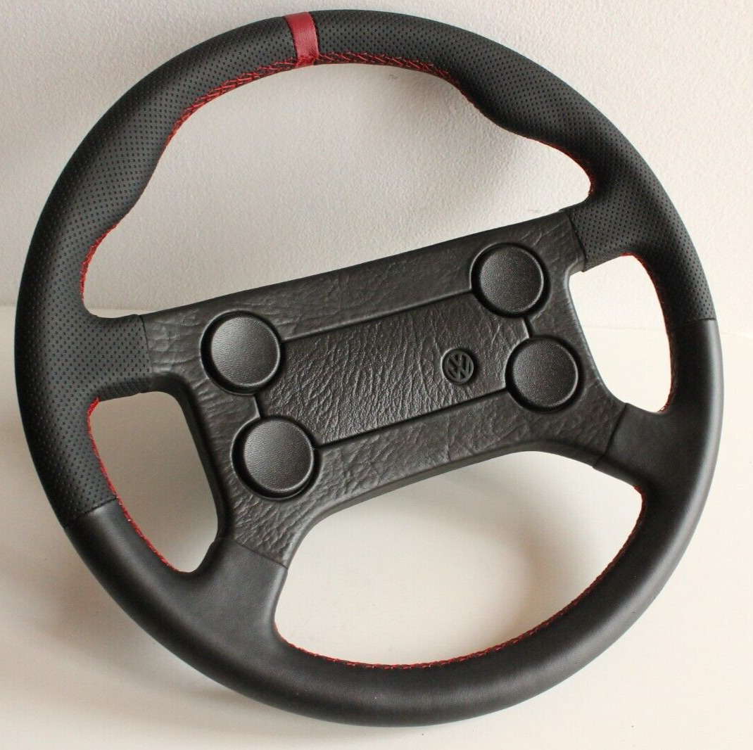 Steering Wheel OEM VW  Leather Golf Jetta Scirocco Mk1 Mk2 Red GTI Style 77-88'