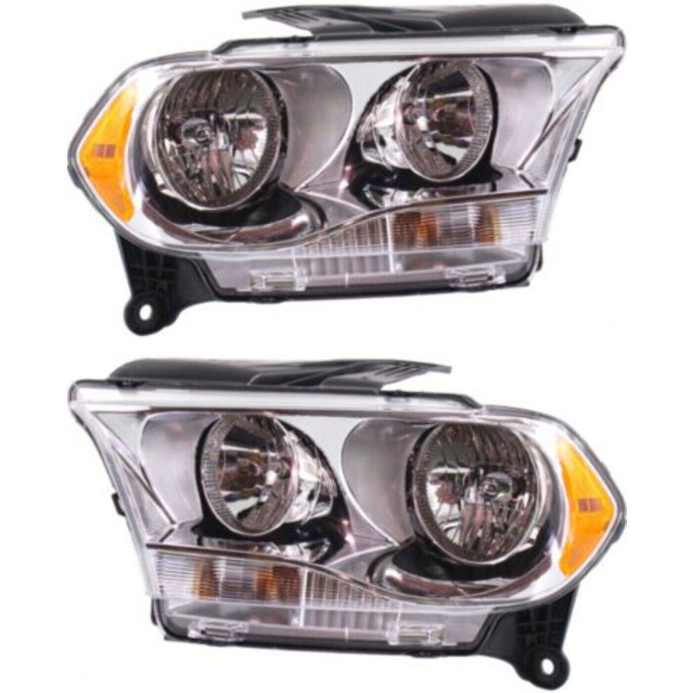 Halogen Headlight Set Chrome Interior Left and Right For 2011-2013 Dodge Durango
