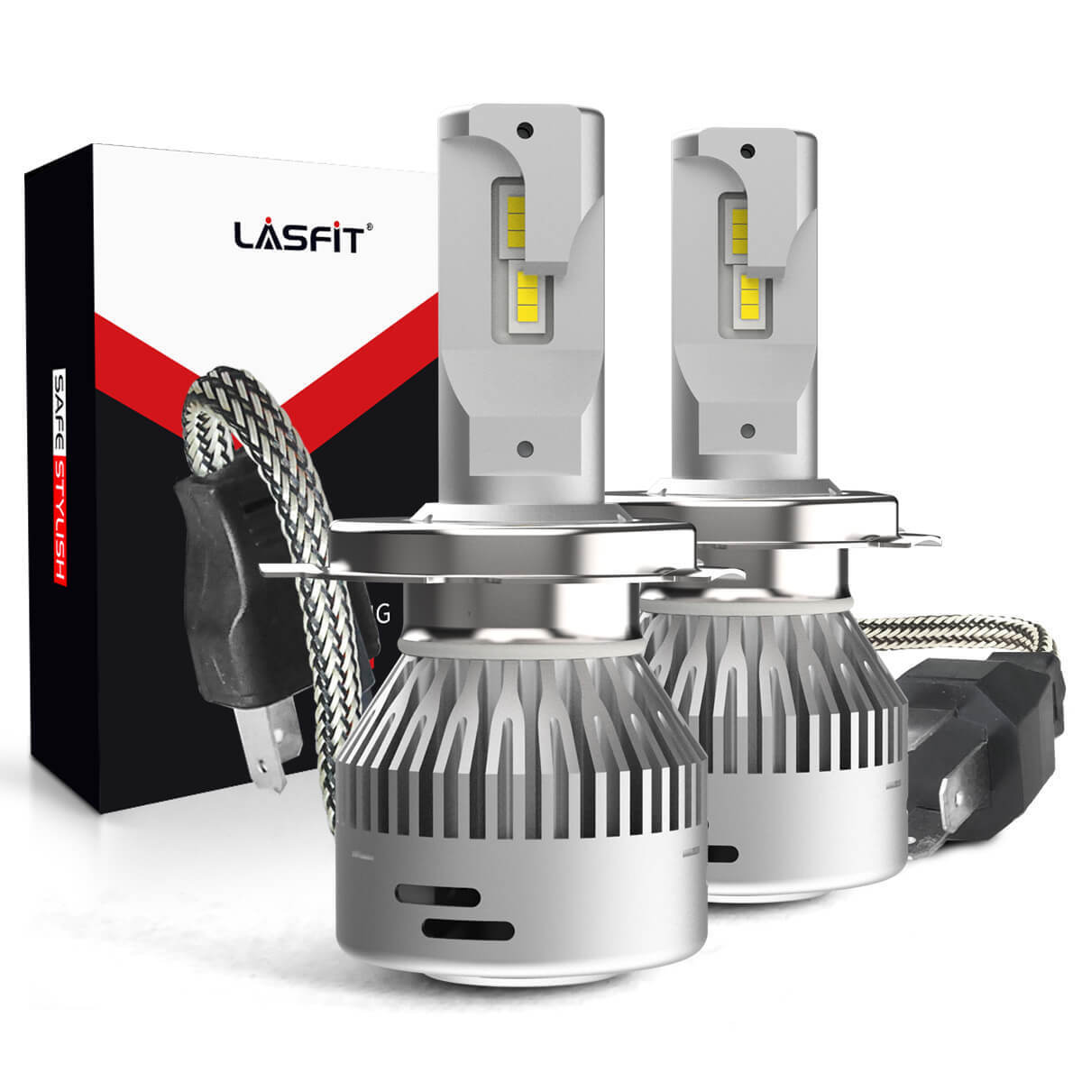 LASFIT H4 9003 LED Headlight Bulbs Kit 6000K White High Low Beam Replace Halogen