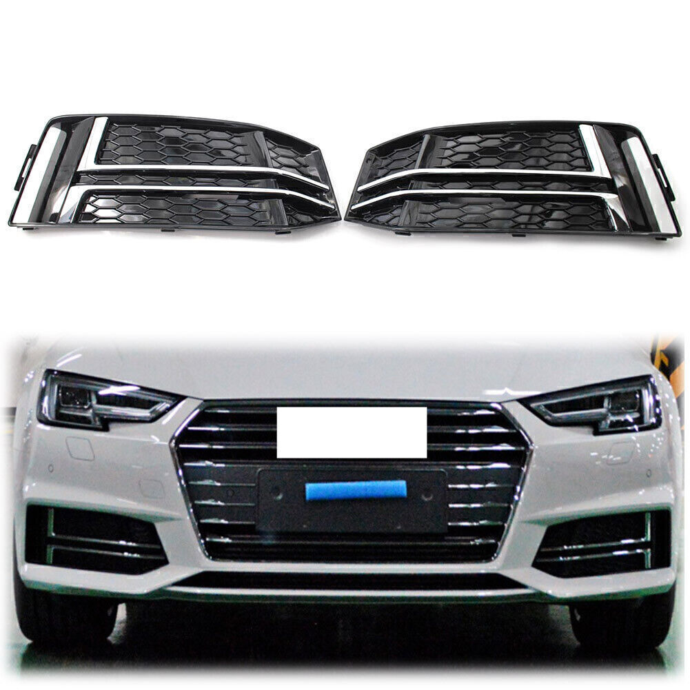 For AUDI S4 A4 S-Line B9 2017 2018 Chrome L+R Front Bumper Lower Grille Grill