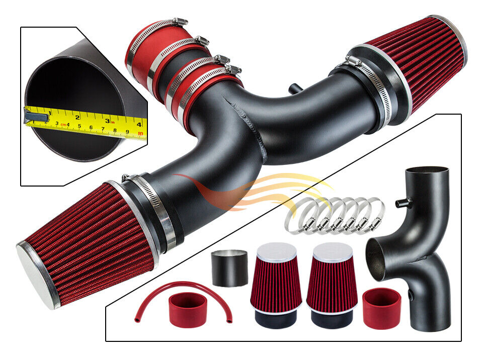 BCP RW RED For 2007-2008 Aspen 5.7L V8 Dual Twin Ram Air Intake Kit+Filter