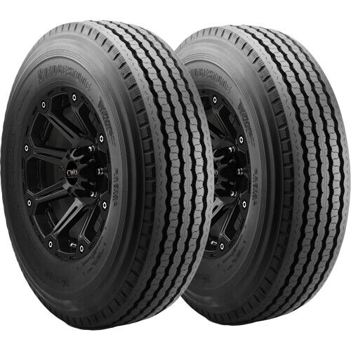 (QTY 2) 8R19.5 Bridgestone R187 Metro 110N Load Range F Black Wall Tires