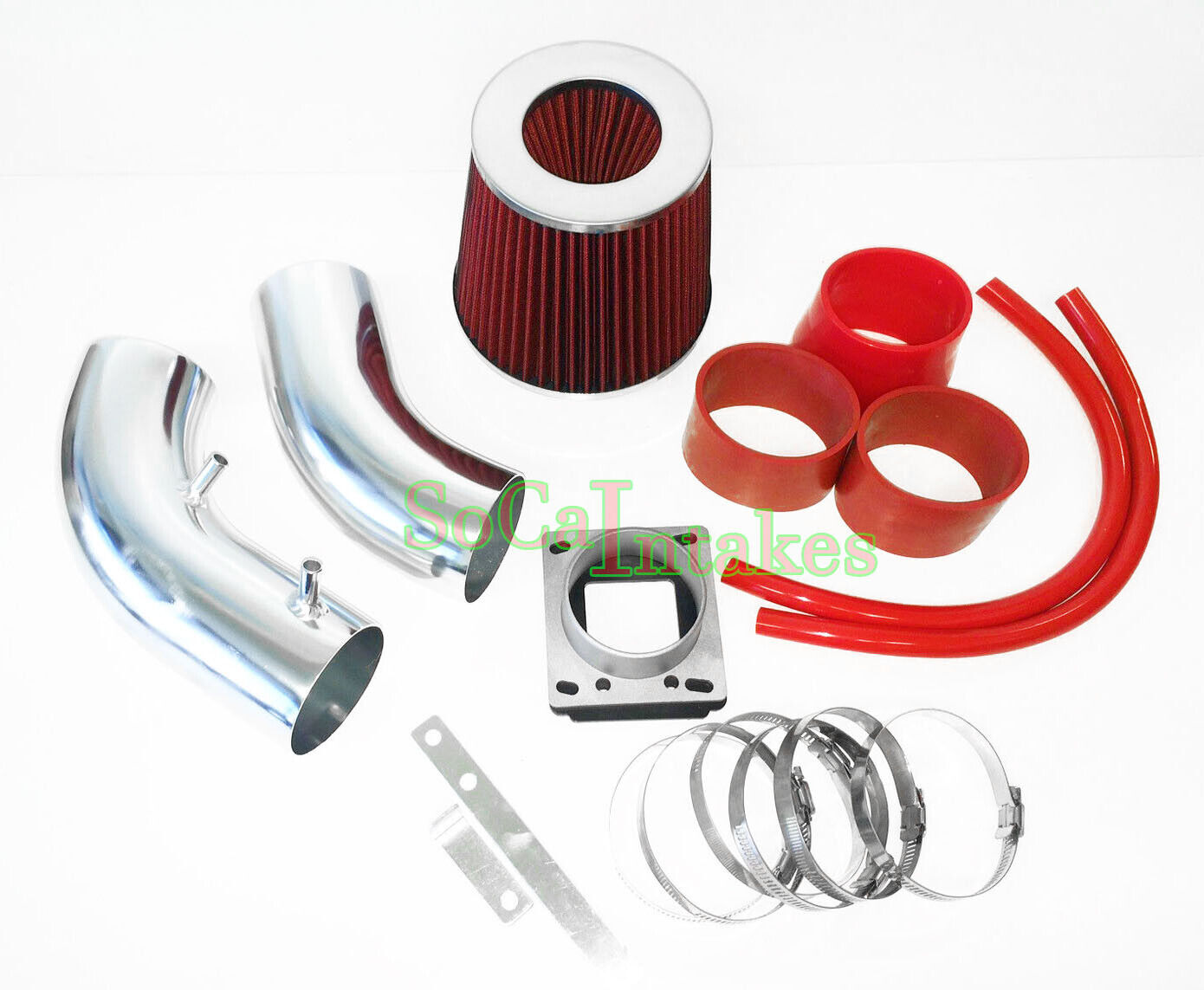 Red 2pc Cold Air Intake Kit & Filter For 1988-1995 Toyota Pickup 3.0L V6