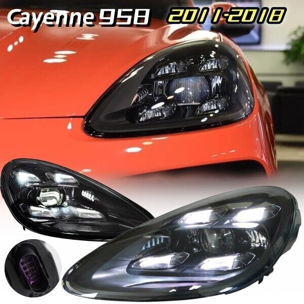 For Porsche Cayenne 2011-2018 Animation Front Lamps Pair LED Headlight Assembly