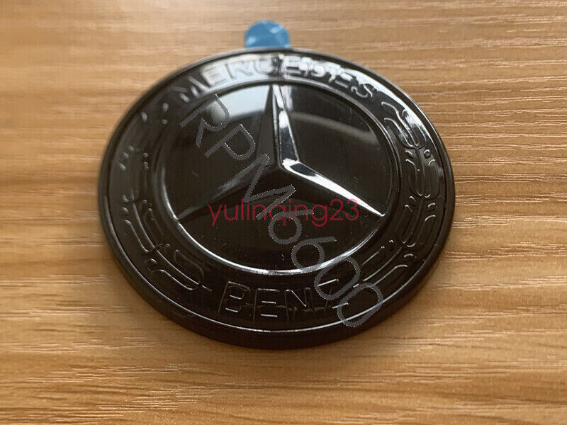 Gloss Black Hood Paste Emblem Laurel Wreath Badge For Mercedes C43 C63 C300