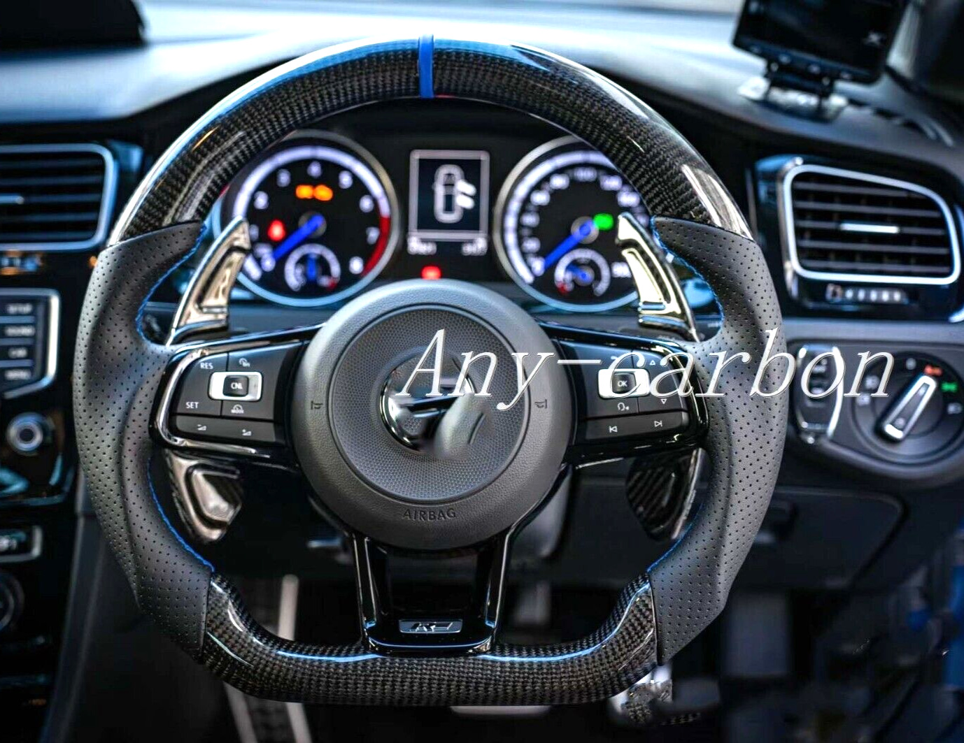 Real Carbon Fiber Sport Steering Wheel For 2014-2018 VW Golf 7 GTI Golf R MK7