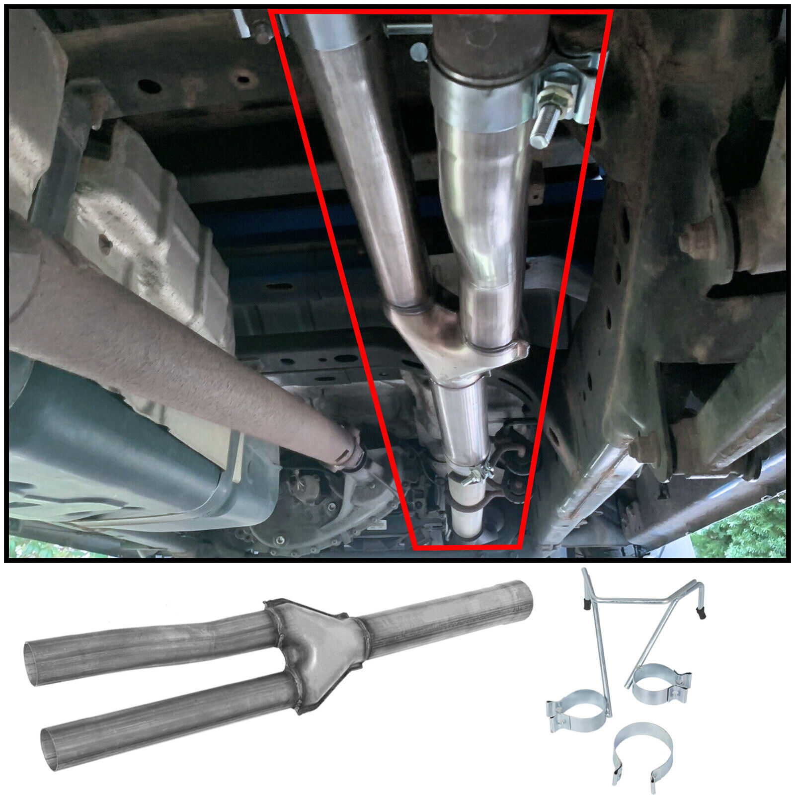Dual Exhaust Muffler Delete Pipe For 09-19 Dodge Ram 1500 5.7L Pickup Truck