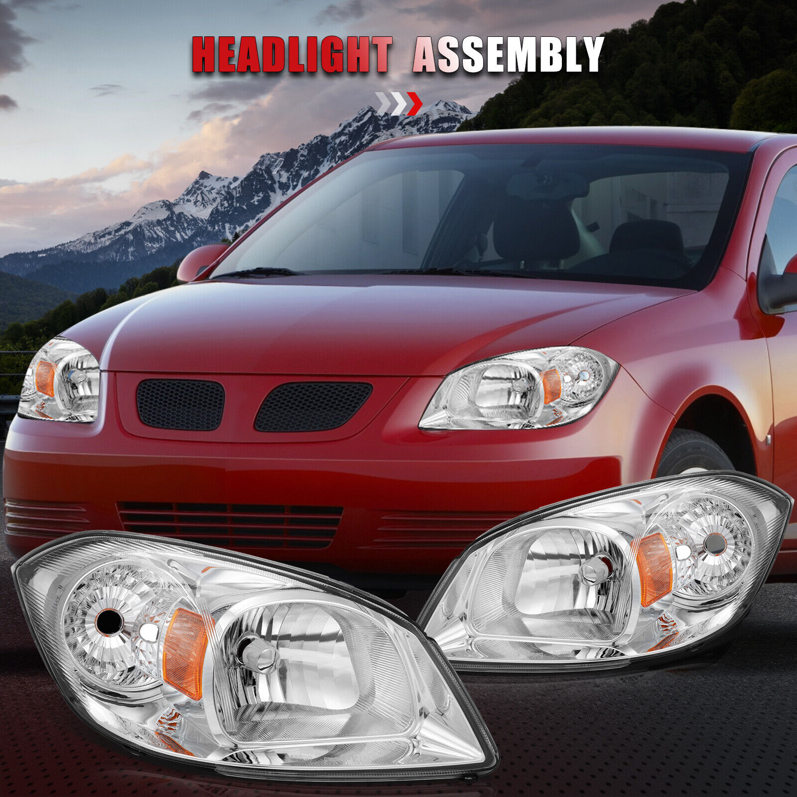 For 05-10 Chevy Cobalt/07-10 Pontiac G5 Headlights Assembly Left+Right Headlamps