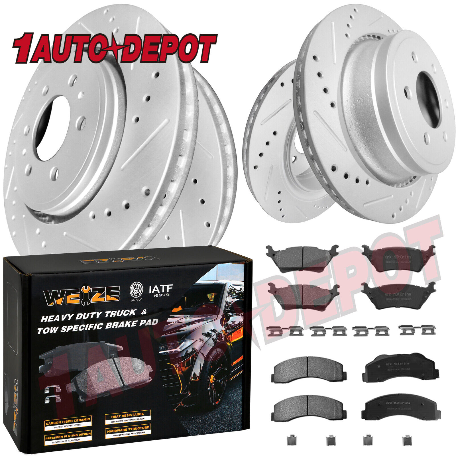 Front Rear Drilled Disc Brake Rotors Pads Kit for Ford F-150 2012-2020 F150