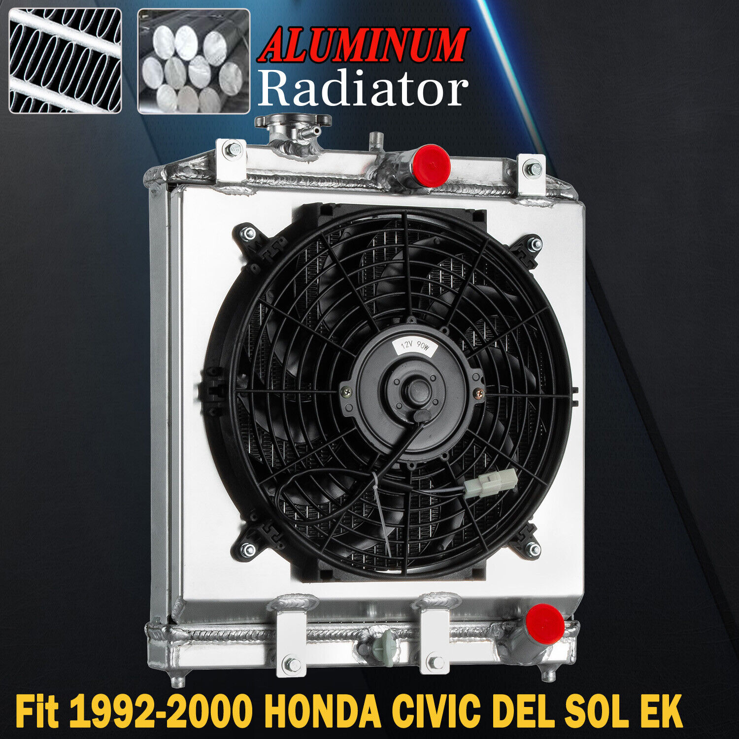 Fit 1992-2000 HONDA CIVIC DEL SOL EK/ INTEGRA DB DC Aluminum RADIATOR+SHROUD FAN
