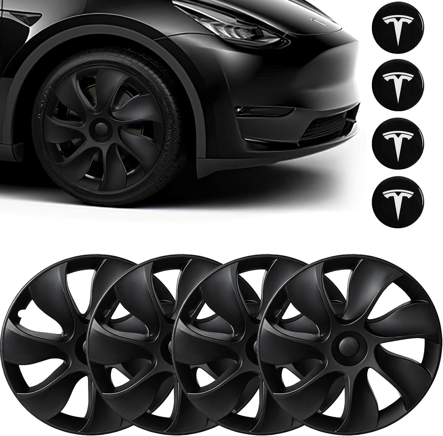 Tesla Model Y Wheel Covers Hubcaps for 2021-2024, 19 Inch, Set of 4