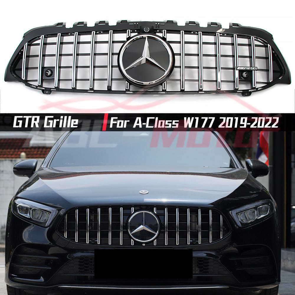 Chrome GTR Style Grille For Benz A-Class W177 2019-2022 A200 A220 A250 A35 AMG