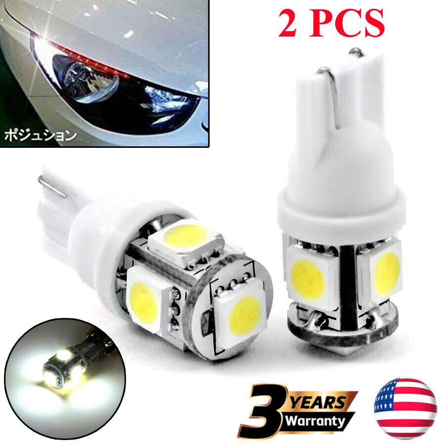 2pcs T10 5-SMD 5050 Super White LED Light Bulbs 192 168 194 W5W 2825 158 280 12V
