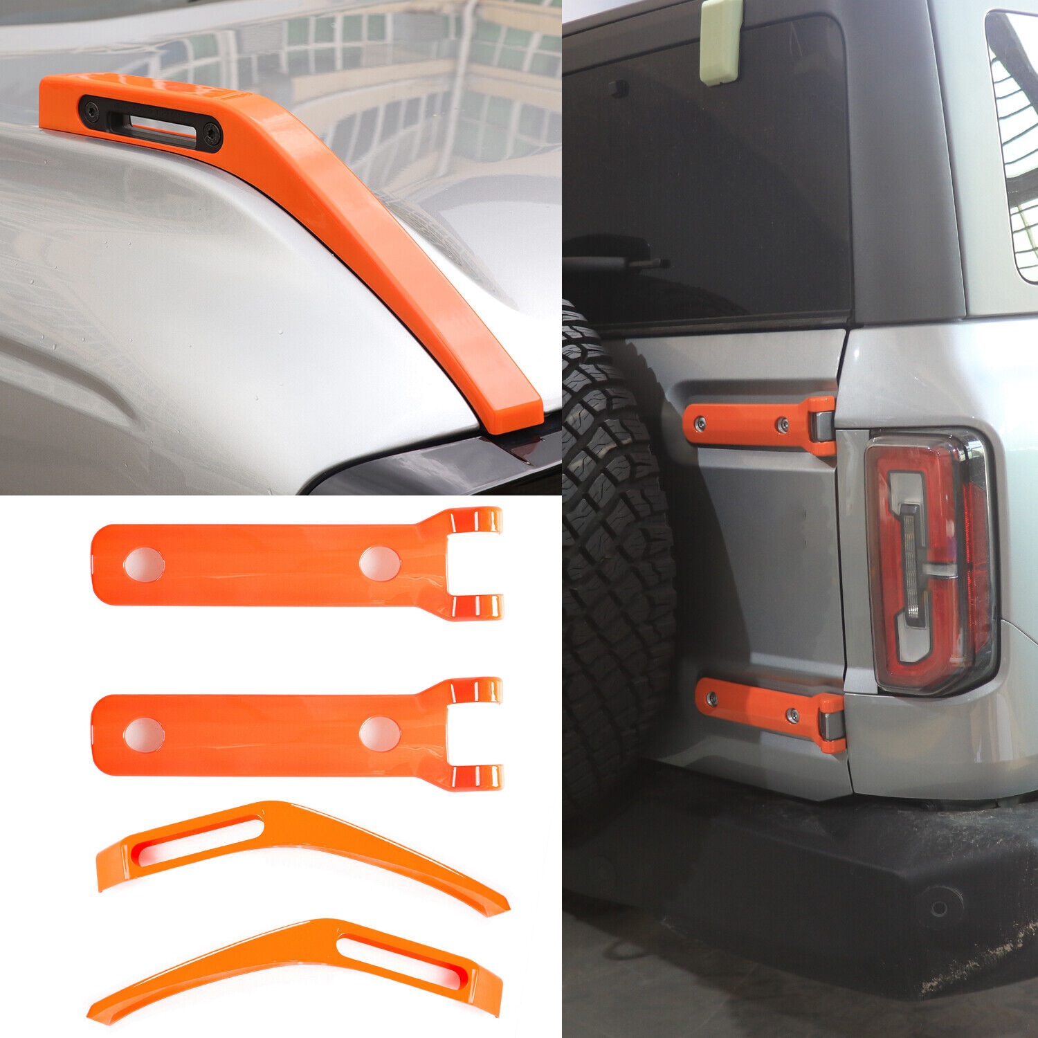 Orange Door Tailgate Spare Tire&Front Engine Hood Hinge Cover For Ford Bronco 21
