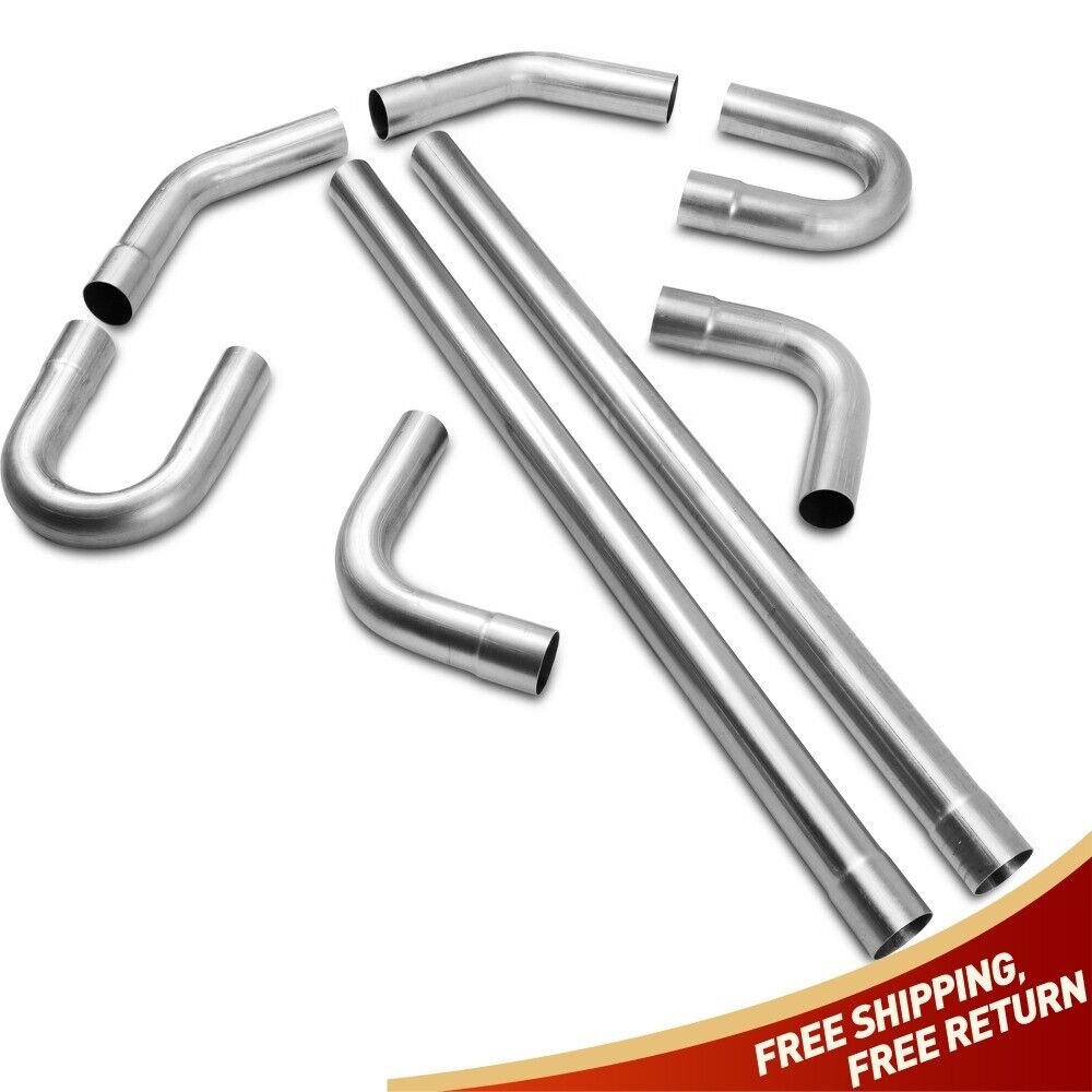 8 PCS 2.25” Custom Exhaust Tubing Mandrel Bend Pipe Straight U Bend 90° Kit