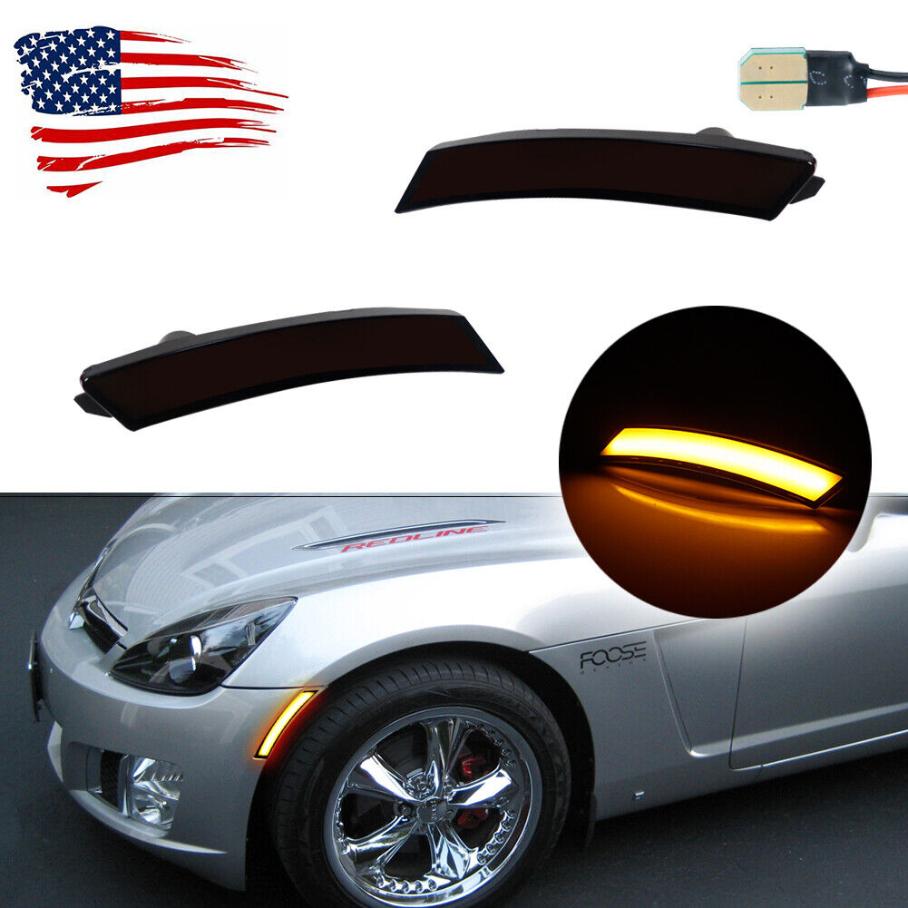 For 06-10 Pontiac Solstice & Saturn Sky Smoked Amber LED Front Sidemarker Lamps