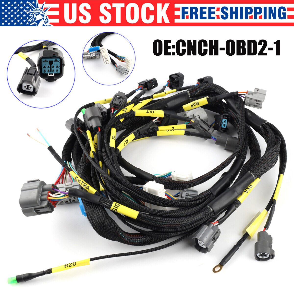 Tucked Engine Wire Harness For 1992-2000 Honda Civic Integra OBD2 D & B-series .