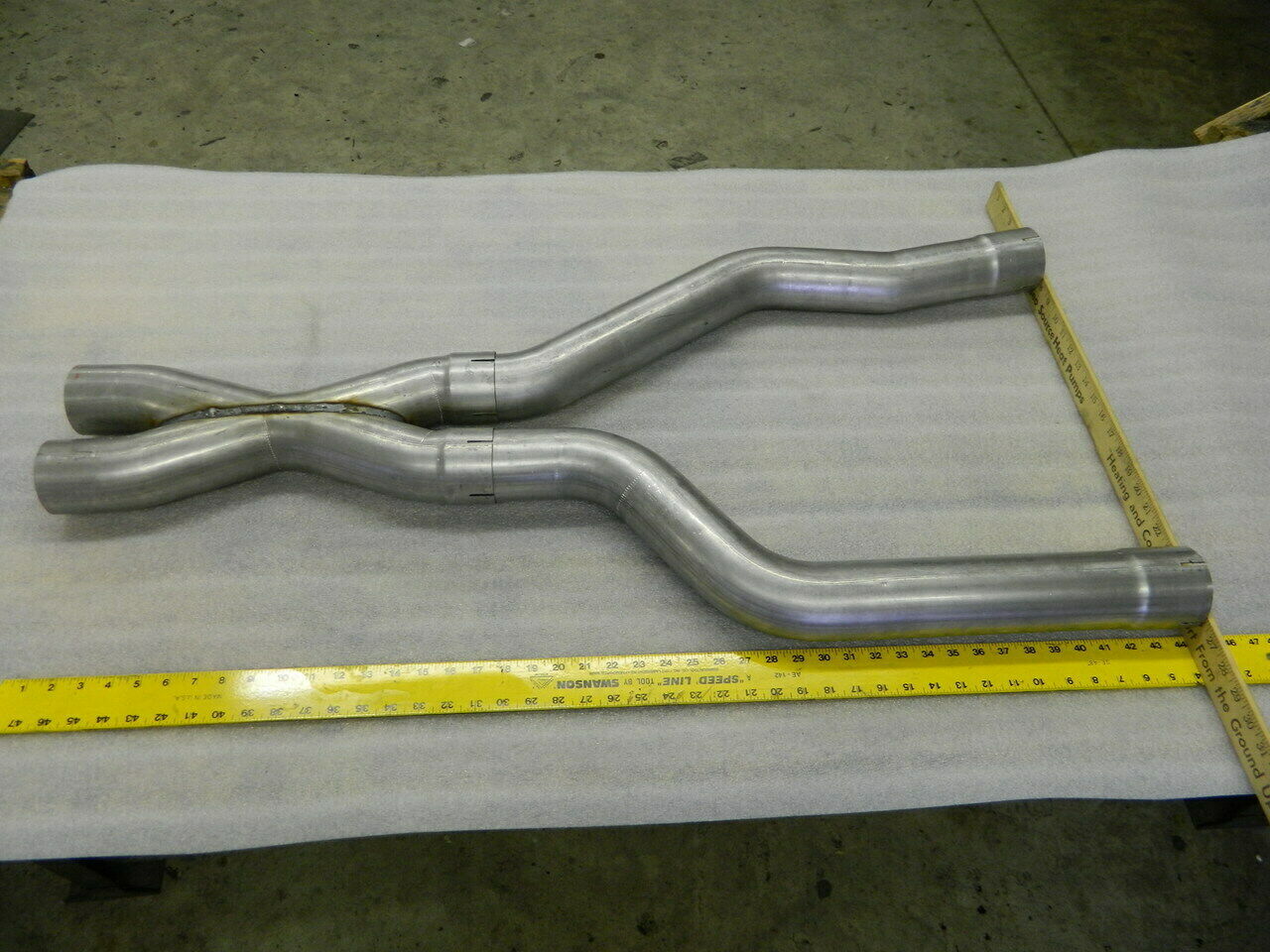 C4 Corvette exhaust header adapter tubes and x-pipe
