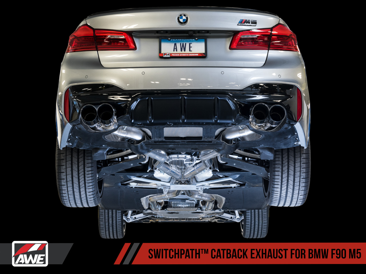 AWE SwitchPath Exhaust for 2018-2023 BMW F90 M5 Diamond Black Tips