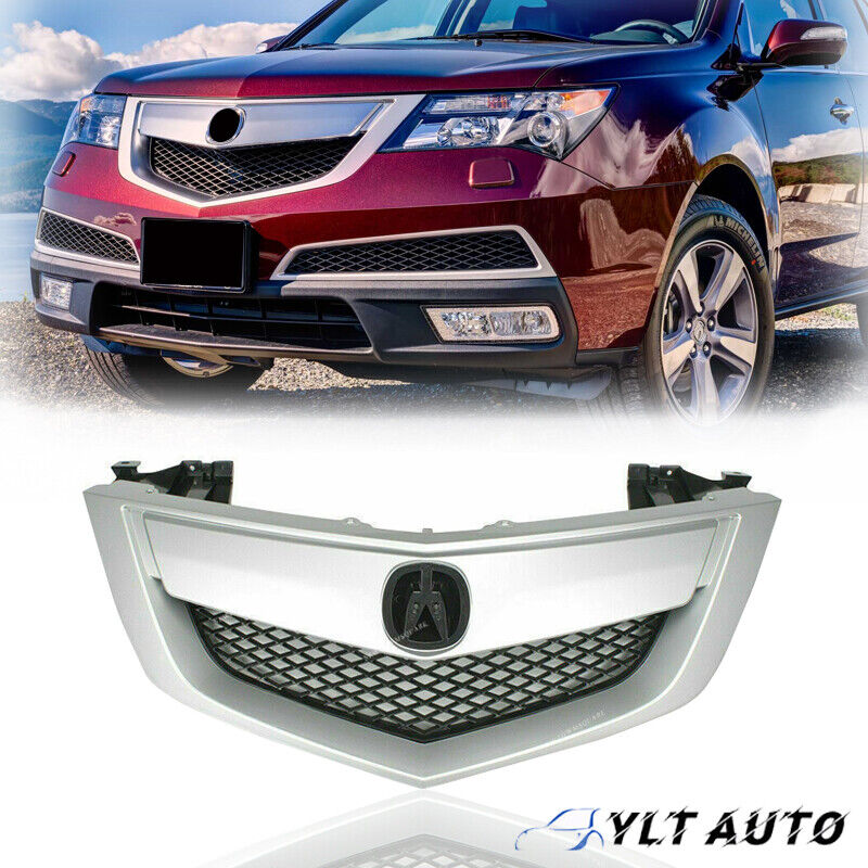 For 2010 2011 2012 2013 Acura MDX Chrome Front Bumper Upper Grille Mesh Grill