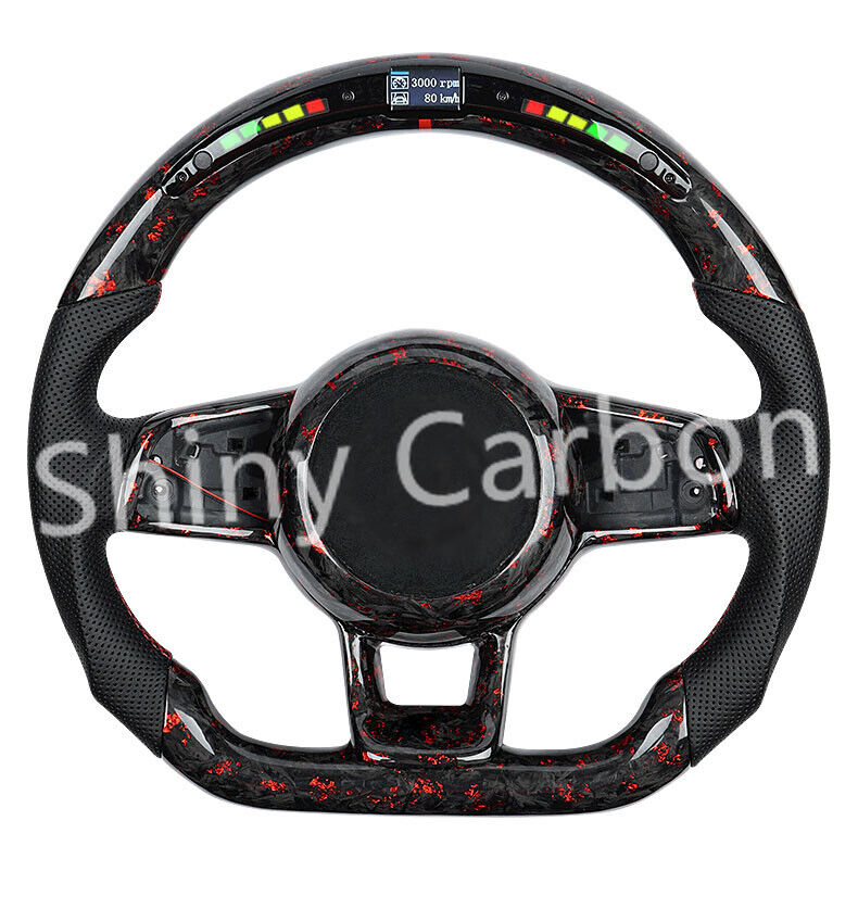LED Forged Carbon Fiber Steering Wheel For VW GTI Golf R MK7 MK7.5 Jetta Polo