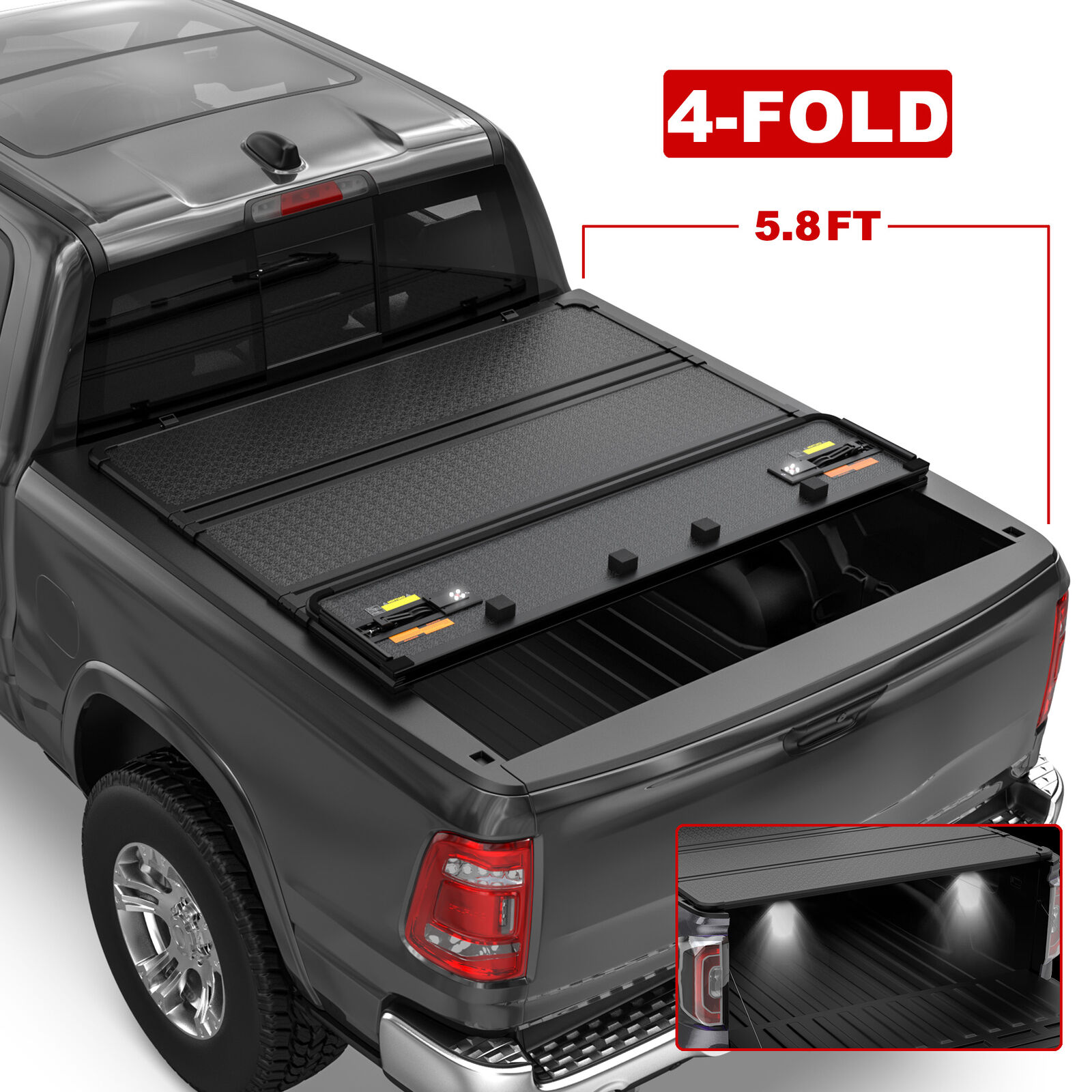 4 Fold 5.8FT Hard Truck Tonneau Cover For 2019-2024 Chevy Silverado GMC Sierra