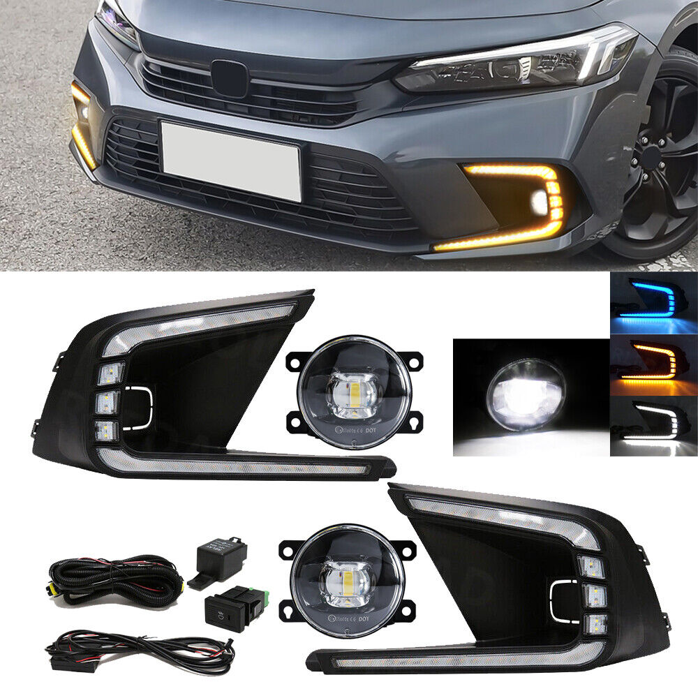 Fits Honda Civic 2022-2024 Sedan Hatchback LED DRL & Fog Lights Kit Driving Lamp