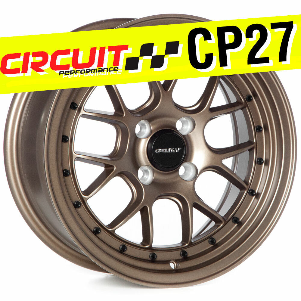 (1) Circuit CP27 15×7 4-100 +35 Matte Flat Bronze Wheels Fits Honda Civic EG EK