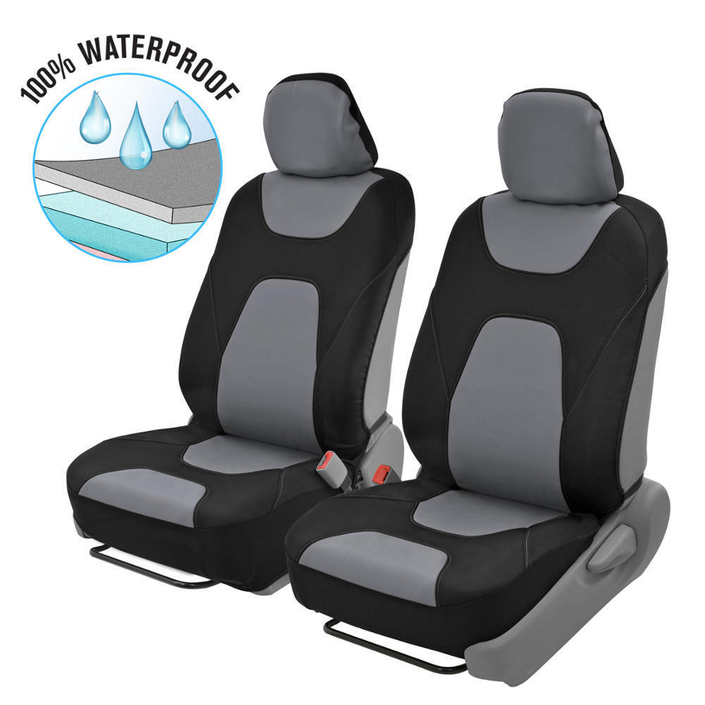 3-Layer Waterproof Seat Covers for Car SUV Auto Sideless Black/Gray 2 Front