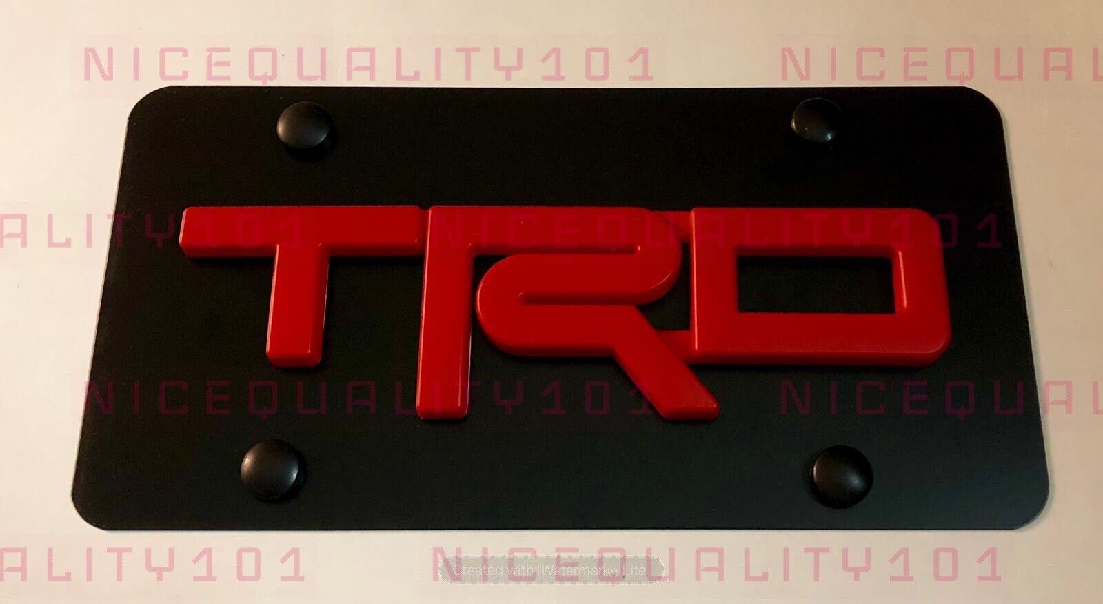 3D TRD Sport Pro Front Stainless Steel Black Finished License Plate Vanity Plate