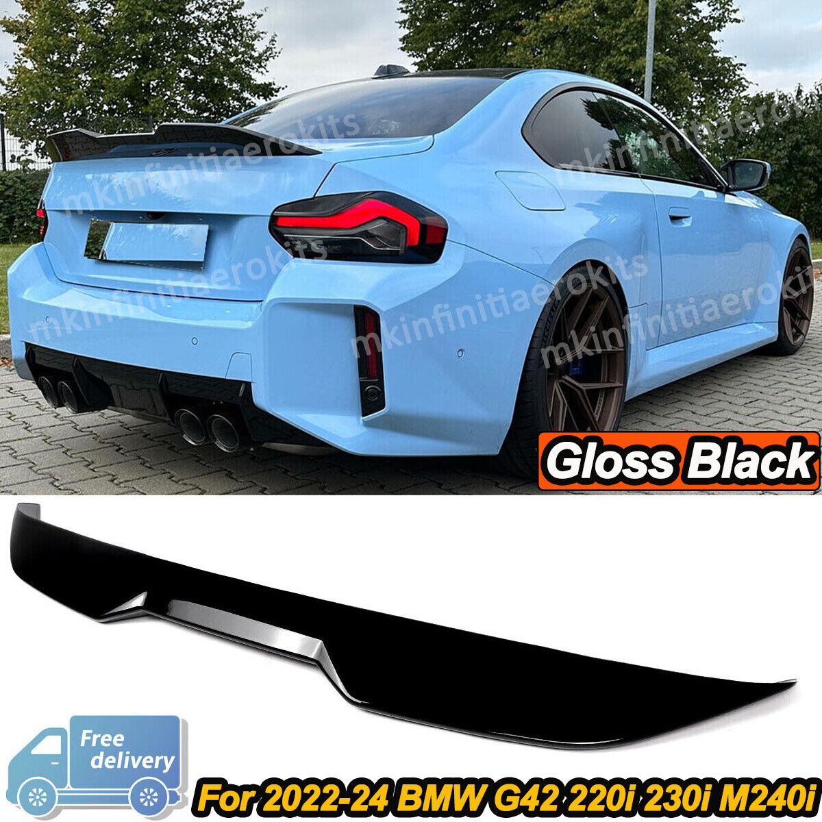 MP Style Gloss Black Rear Trunk Spoiler Wing Lip  For BMW G42 230i M240i 2022-24