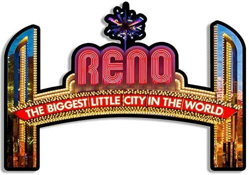 3x5 inch Reno The Biggest Little City in The World Marquee Shaped Sticker - nv