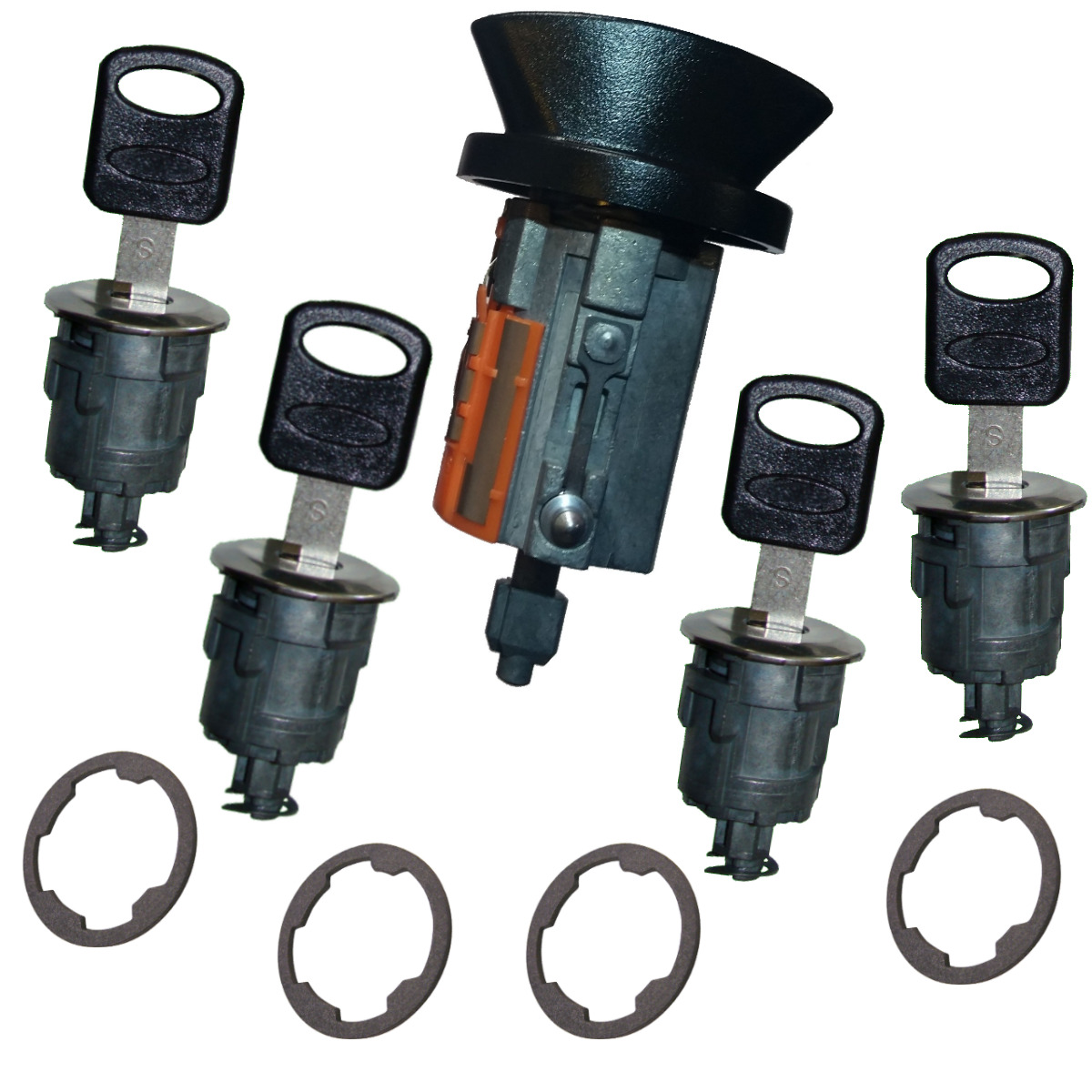 Ford E Series Van Ignition & Four Door Lock Cylinder Tumbler Barrel Set 4 Keys