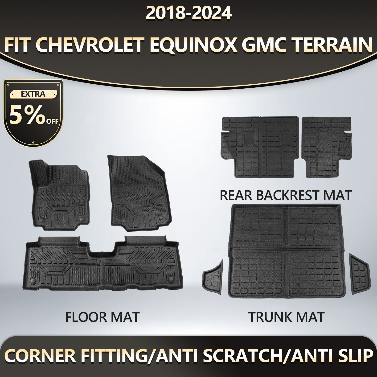 Cargo Mats Floor Mats Trunk Liners For 2018-2024 Chevrolet Equinox/GMC Terrain