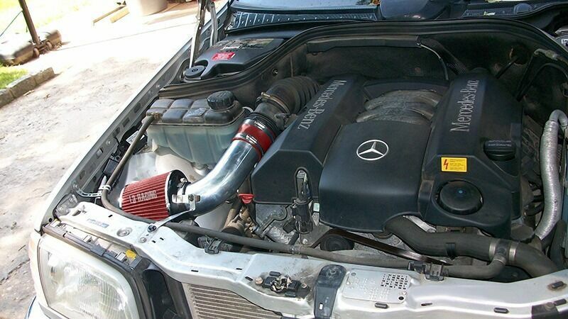 Ram Air Intake Kit + RED Filter For 98-00 Mercedes Benz C220/230/280 2.3L 2.8L