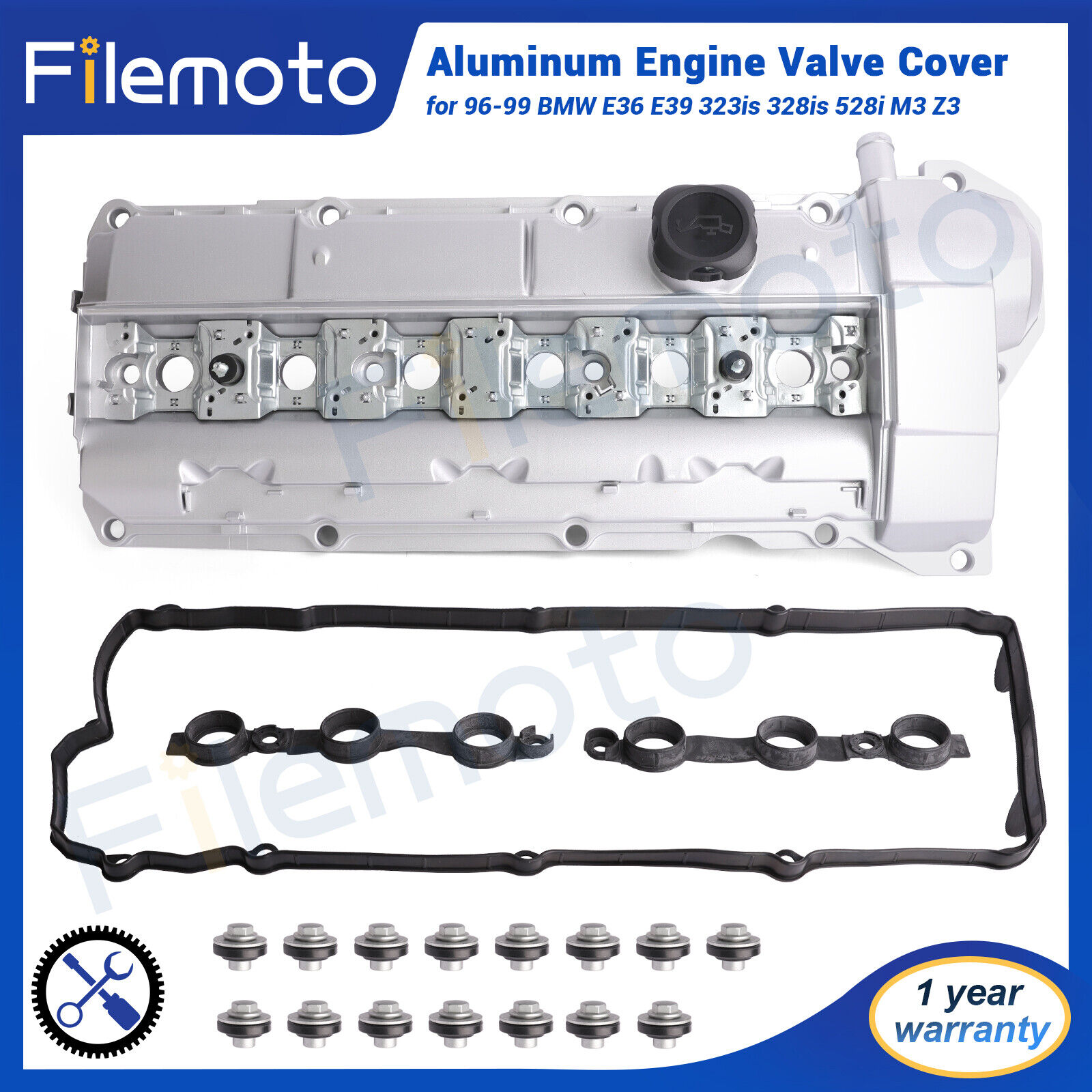 Aluminum Valve Cover for 96-99 BMW E36 E39 323is 328is 528i M3 Z3 11121703341