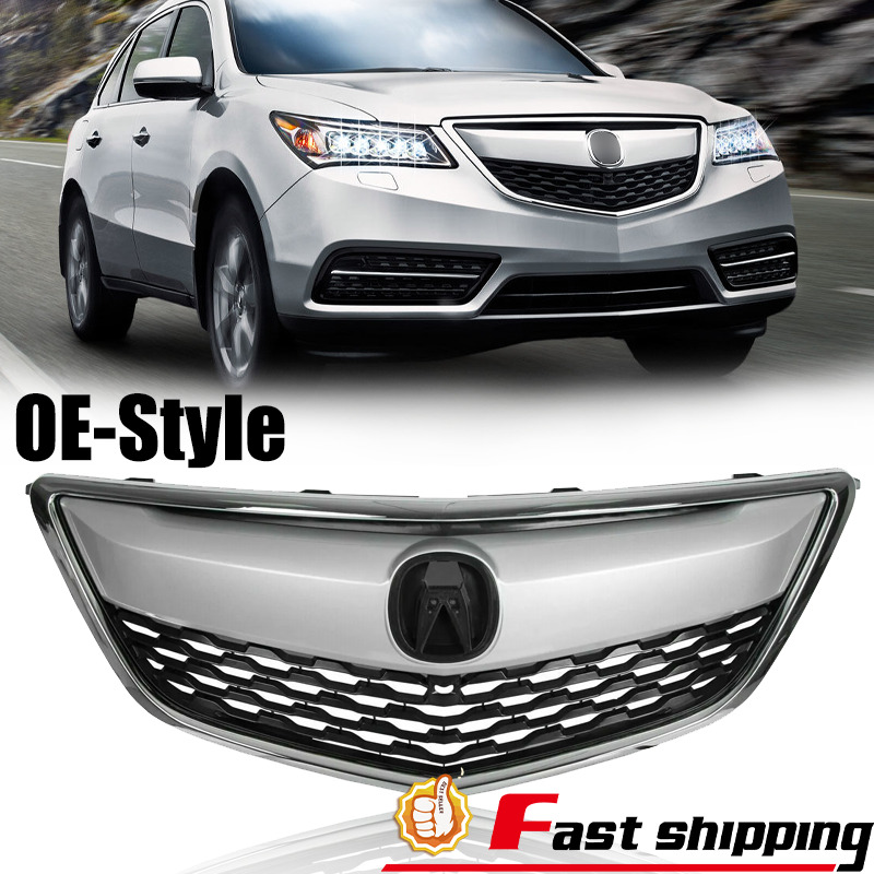 Front Bumper Grill Fit 2014 2015 2016 Acura MDX 4DR Chrome Grill W/Moulding Trim
