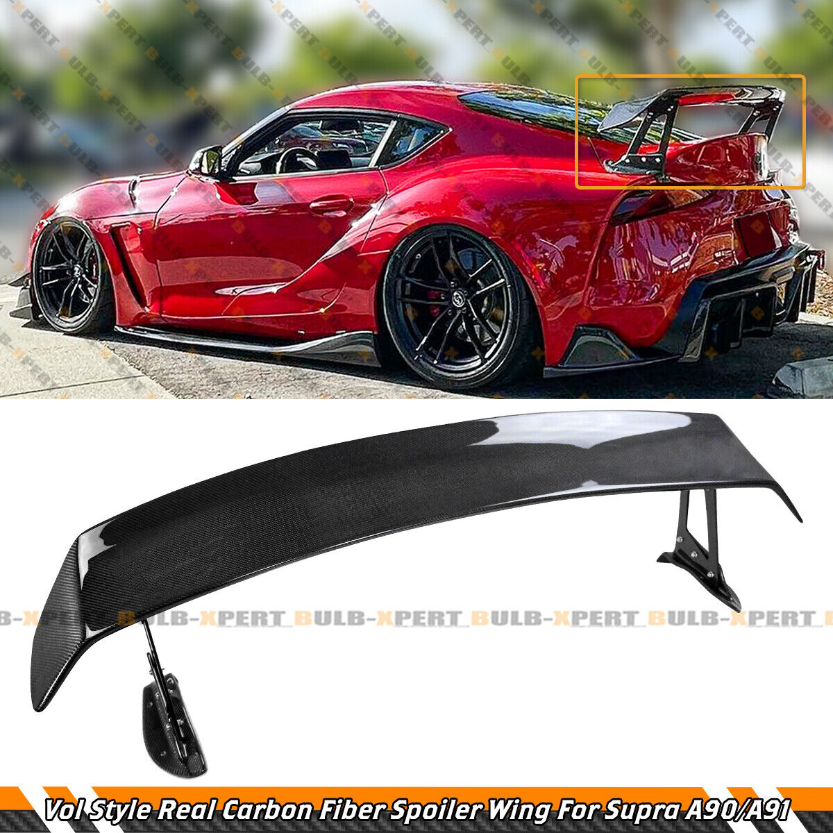 REAL CARBON FIBER VOL STYLE GT SPOILER WING FOR 2020-24 TOYOTA SUPRA GR A90 A91